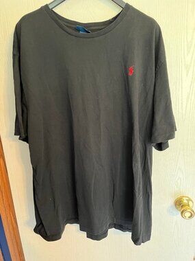Polo Ralph Lauren Black Crewneck T-Shirt Men- Red Pony Logo 100% Cotton XX Large
